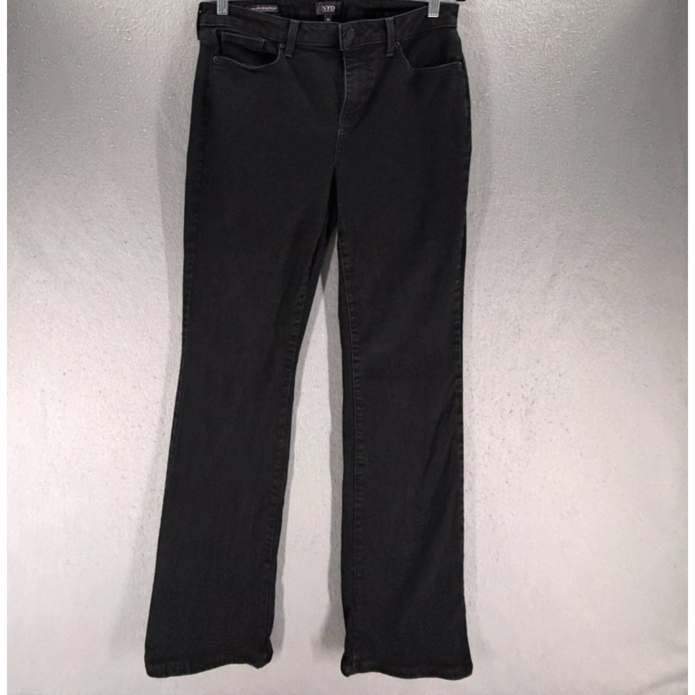NYDJ Jeans Womens 10 Barbara Bootcut Lift-Tuck Denim Black Wash Denim Stretch - Picture 1 of 14